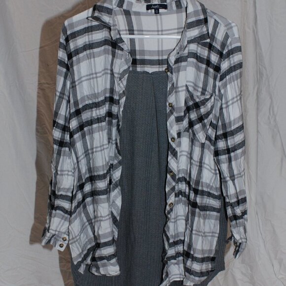 Angels Tops - Angels Forever Young Womens 1X Plaid Shirt Breathable Back Long Sleeve Sparkle